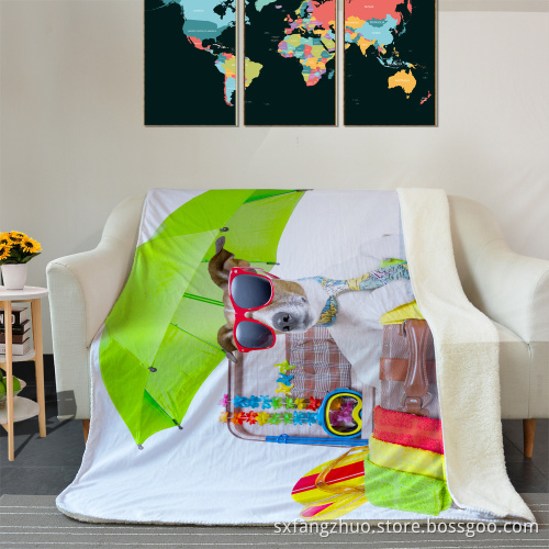 customized double king size 3D animal dog print fleece blanket